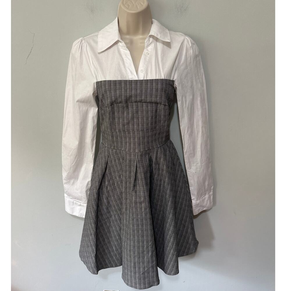 Trixxi Dress Small Gray Plaid Layered Shirt Retro Y2K Clueless Preppy Academia